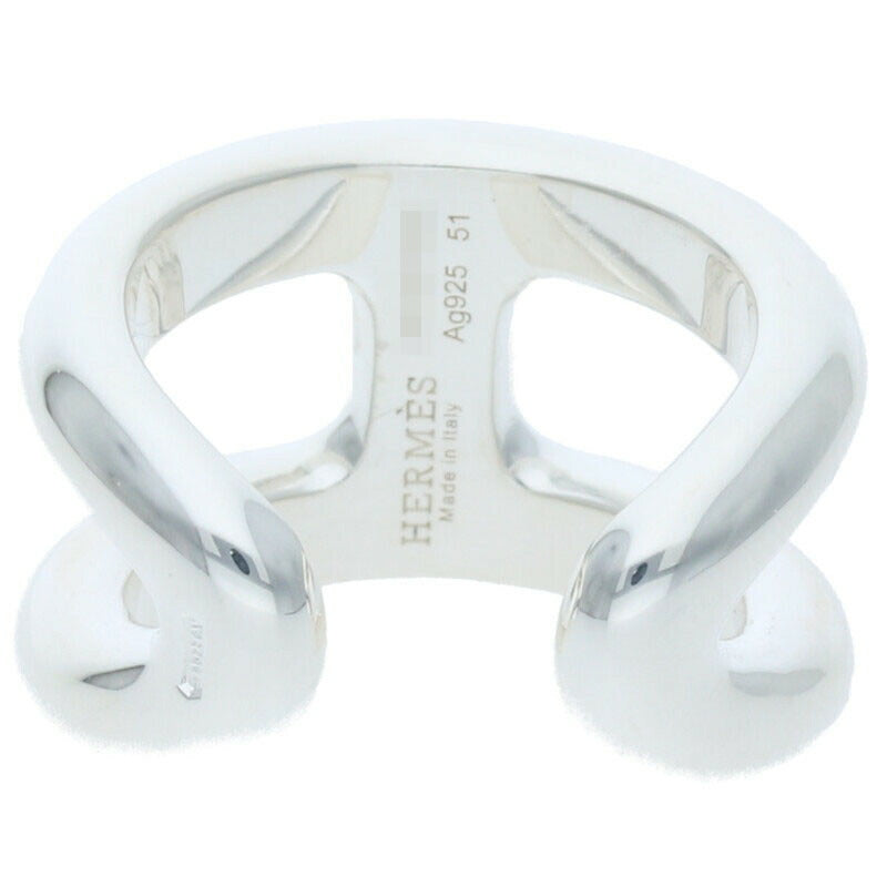 HERMES Osmose PM Sterling Silver Ring Size ONE SIZE