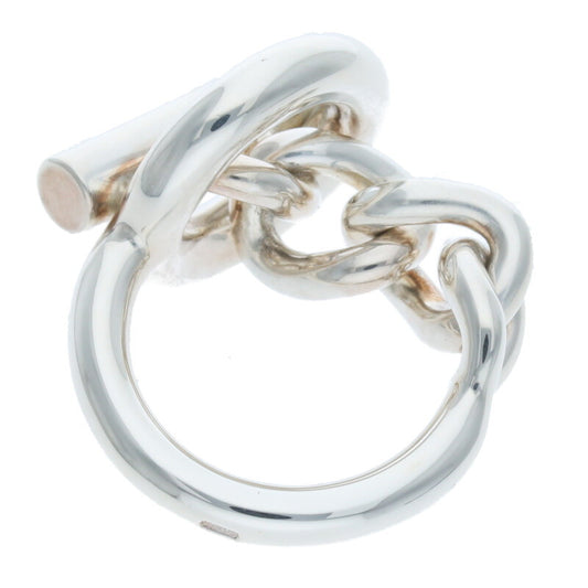 HERMES Croisette Sterling Silver Ring Size ONE SIZE