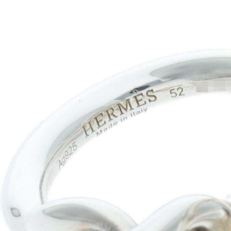 HERMES Croisette Sterling Silver Ring Size ONE SIZE