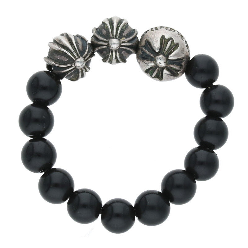 Chrome Hearts Bead Ring Silver & Black Size US 6