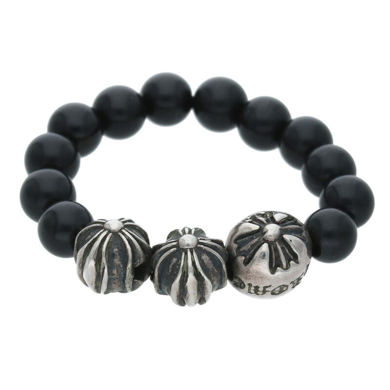 Chrome Hearts Bead Ring Silver & Black Size US 6