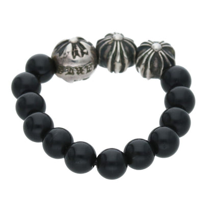 Chrome Hearts Bead Ring Silver & Black Size US 6