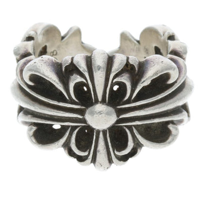 Chrome Hearts Double Floral Cross Silver Ring Size US 6.5
