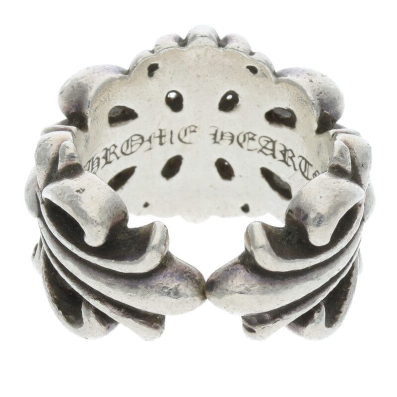 Chrome Hearts Double Floral Cross Silver Ring Size US 6.5