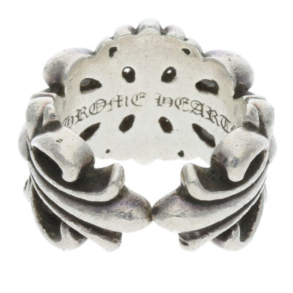 Chrome Hearts Double Floral Cross Silver Ring Size US 6.5