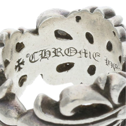 Chrome Hearts Double Floral Cross Silver Ring Size US 6.5