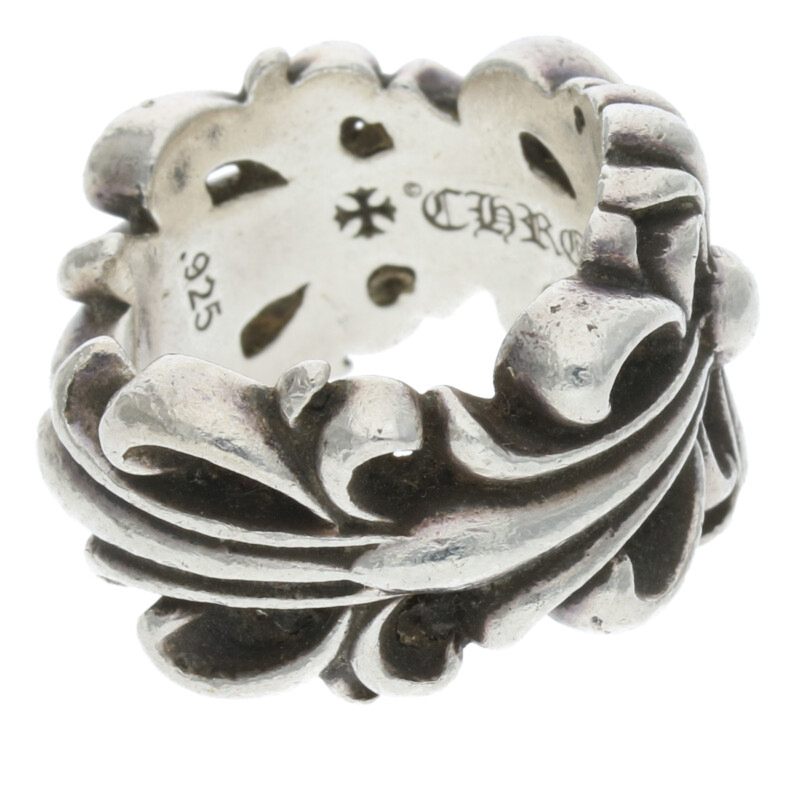 Chrome Hearts Double Floral Cross Silver Ring Size US 6.5