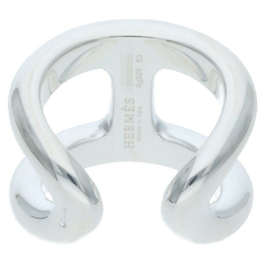 HERMES Osmose GM Silver Ring Size ONE SIZE