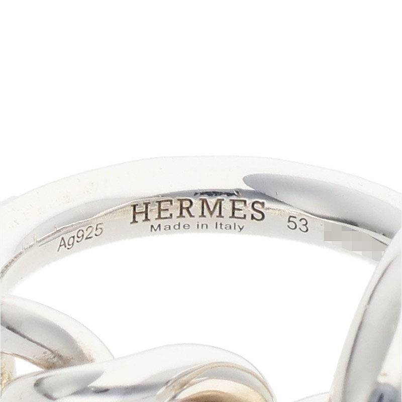 HERMES Croisette 925 Sterling Silver Ring Size ONE SIZE