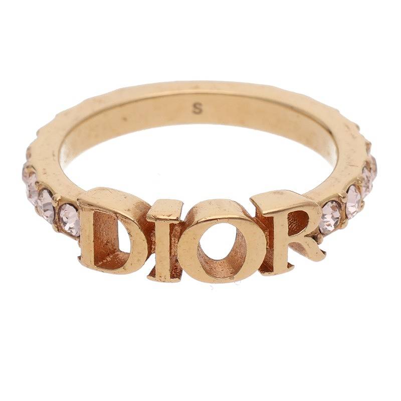 DIOR CD Logo Rhinestone Ring Multi Size ONE SIZE