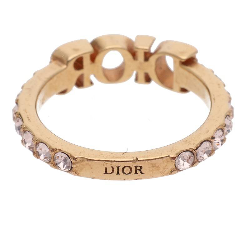 DIOR CD Logo Rhinestone Ring Multi Size ONE SIZE