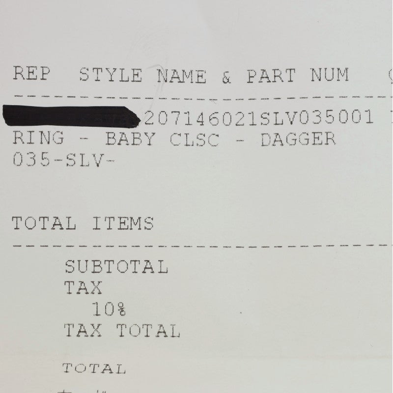 Chrome Hearts Baby Classic Dagger Silver Ring Size ONE SIZE