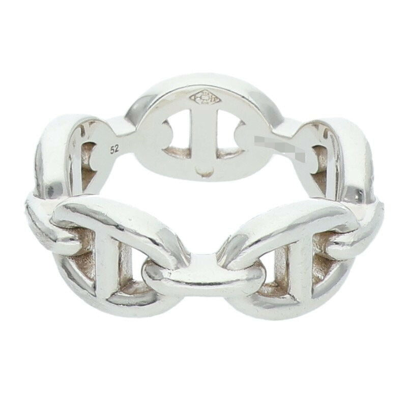HERMES Chaine d'Ancre Enchainee PM 925 Ring Size ONE Silver