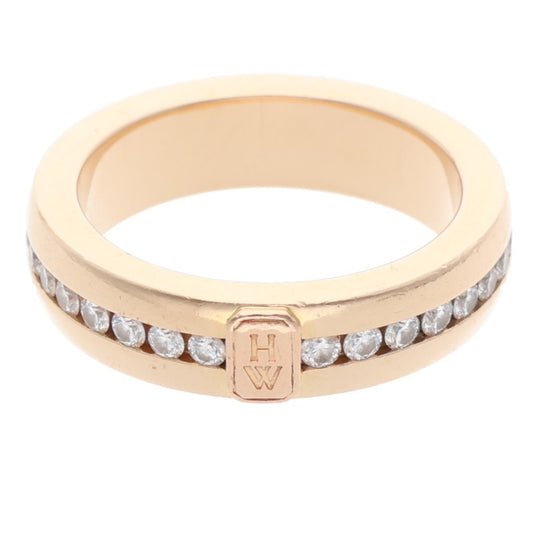 HARRY WINSTON HW Logo Diamond 18K YG Ring Size ONE SIZE
