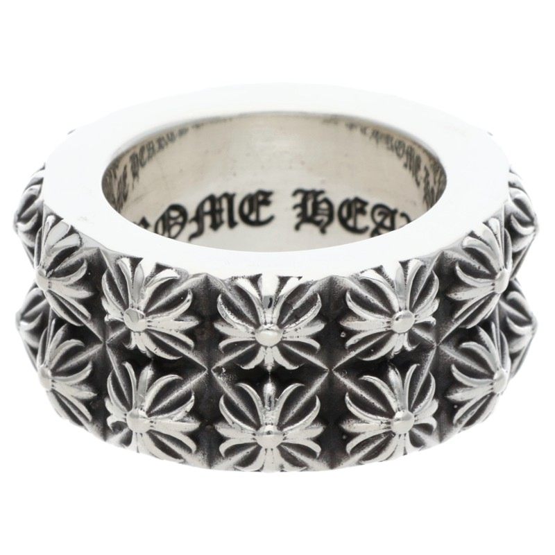 Chrome Hearts PETE PUNK DOUBLE Row Silver Ring Size US 8