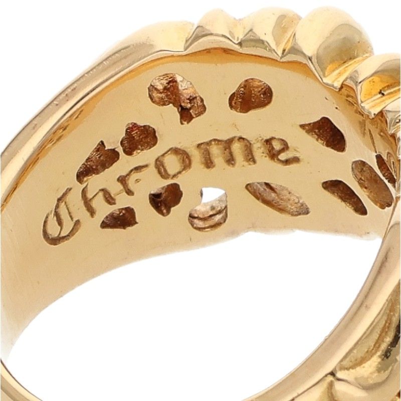 Chrome Hearts 22K Baguette Diamond Gold Ring Size ONE SIZE