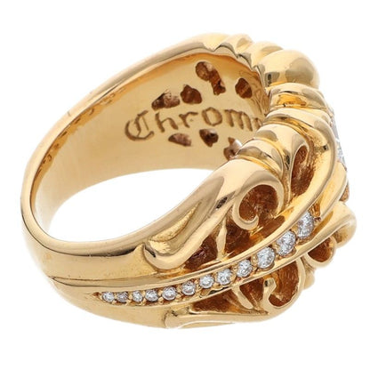 Chrome Hearts 22K Baguette Diamond Gold Ring Size ONE SIZE