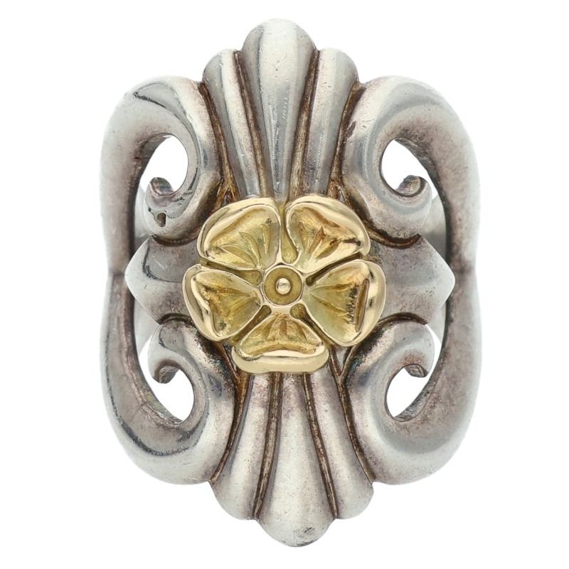 TADY & KING K18 Rose Cast Silver Ring Size ONE SIZE