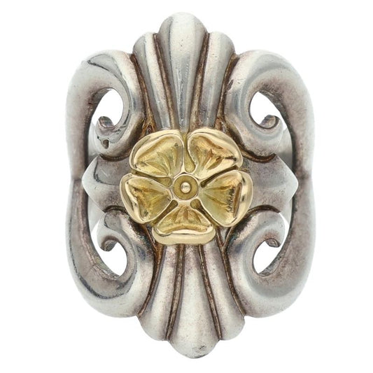 TADY & KING K18 Rose Cast Silver Ring Size ONE SIZE