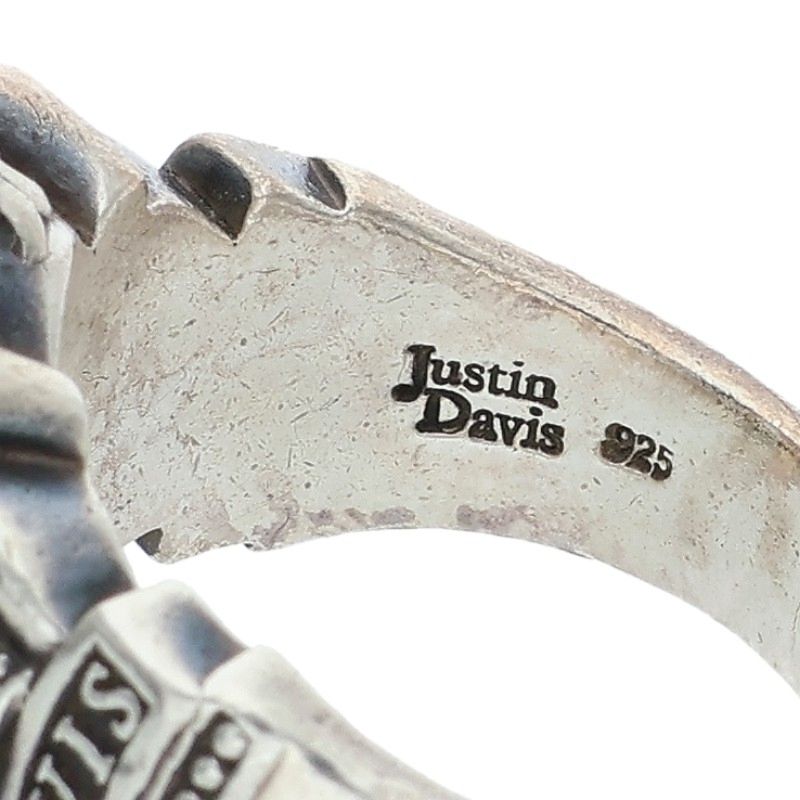 JustinDavis Stone Embellished 925 Silver Ring Size ONE SIZE
