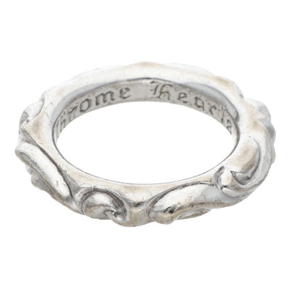 Chrome Hearts SCRL BAND 18K White Gold Ring Size US 7