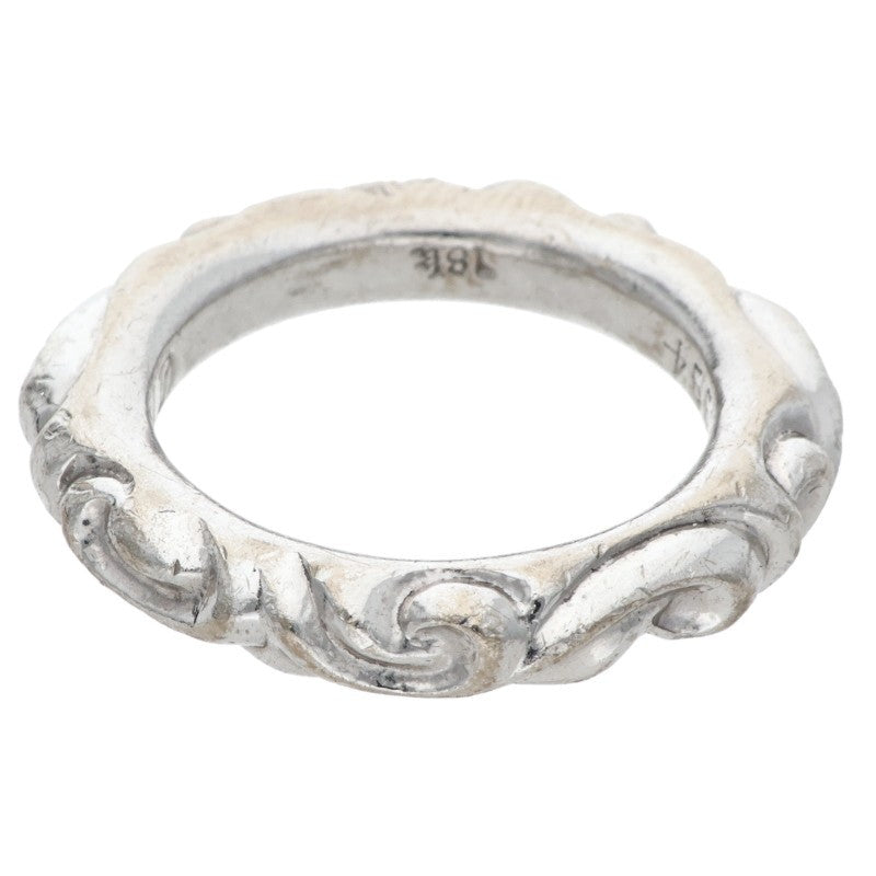Chrome Hearts SCRL BAND 18K White Gold Ring Size US 7