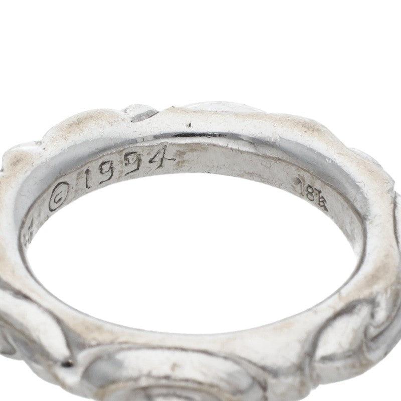 Chrome Hearts SCRL BAND 18K White Gold Ring Size US 7