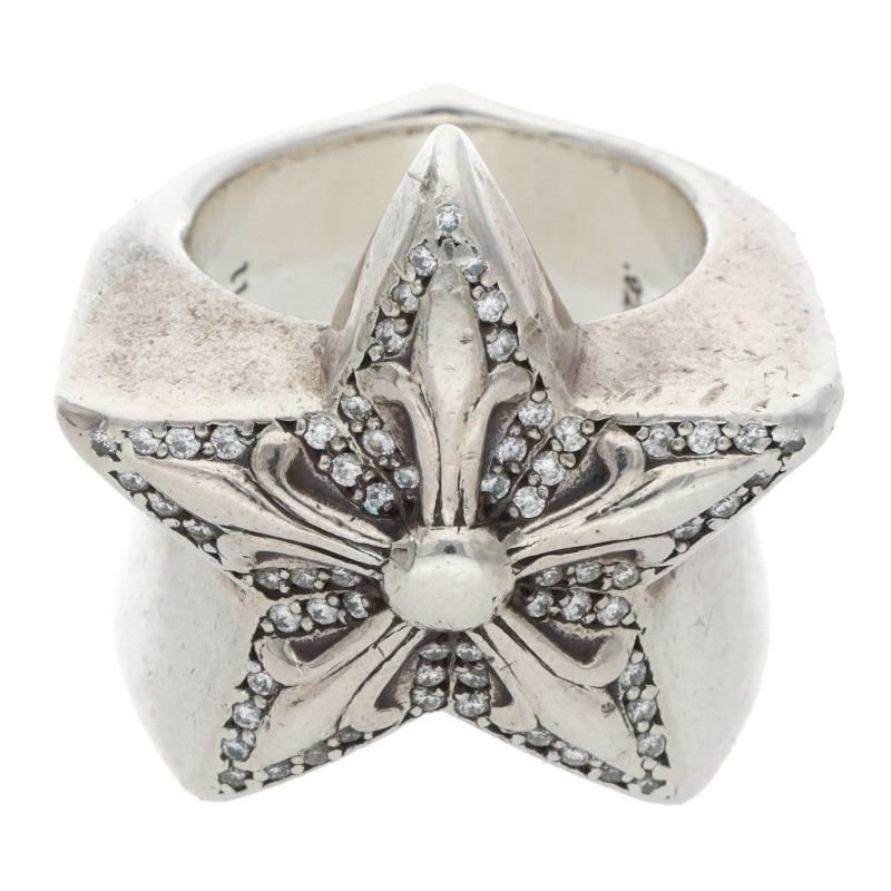 Chrome Hearts STR LRG P D Pave Diamond Ring Size US 8