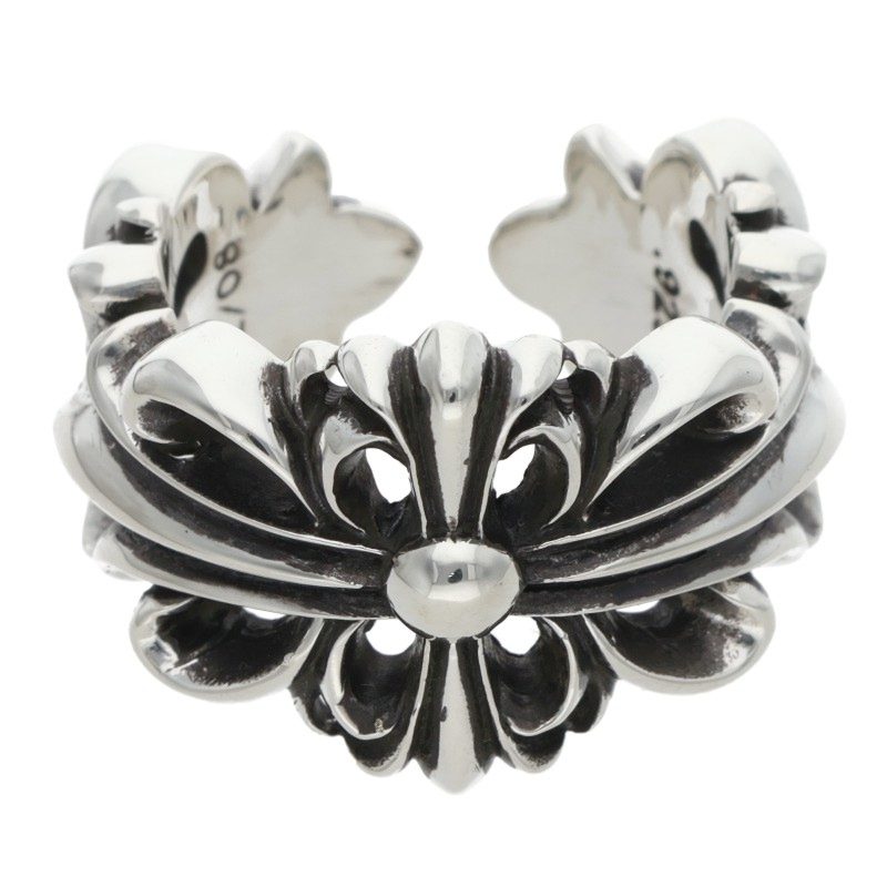 Chrome Hearts DBL FLRL CRS Silver Ring Size ONE SIZE