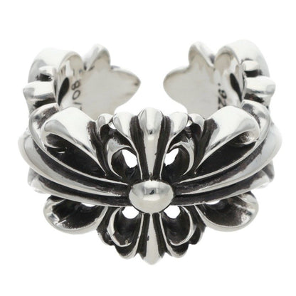 Chrome Hearts DBL FLRL CRS Silver Ring Size ONE SIZE
