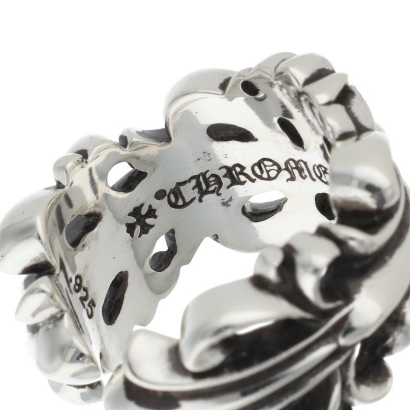 Chrome Hearts DBL FLRL CRS Silver Ring Size ONE SIZE