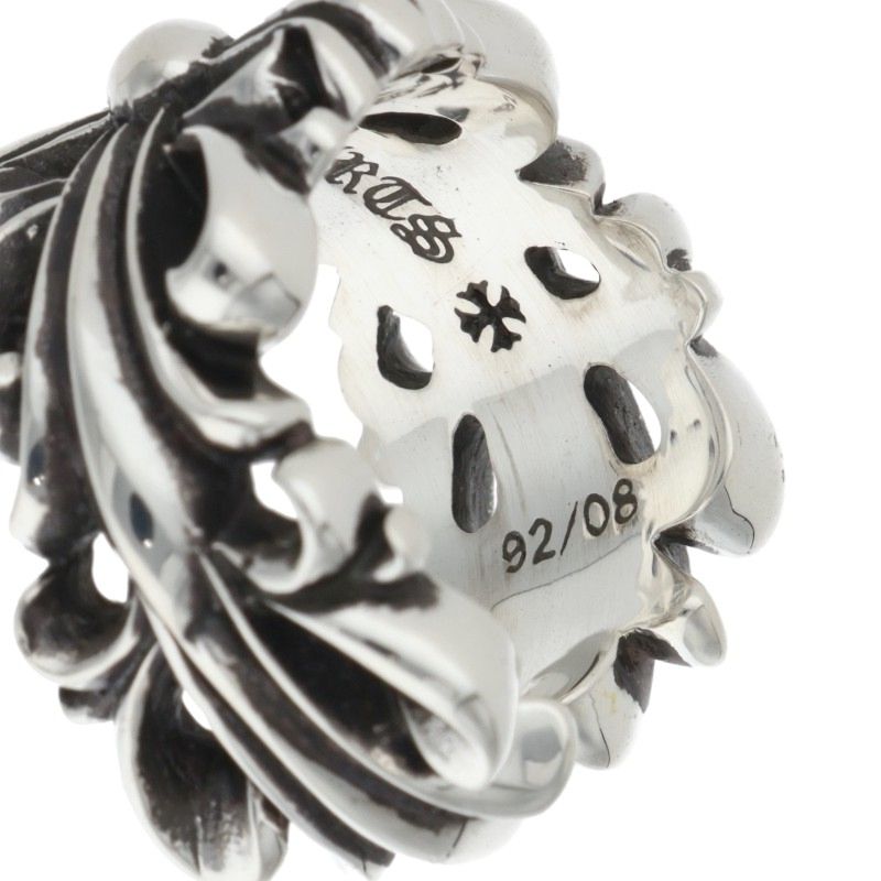 Chrome Hearts DBL FLRL CRS Silver Ring Size ONE SIZE
