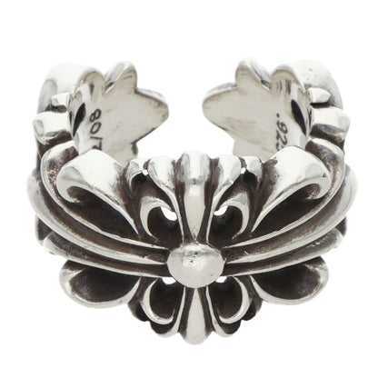 Chrome Hearts DBL FLRL CRS Silver Ring Size ONE SIZE