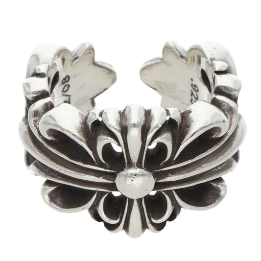 Chrome Hearts DBL FLRL CRS Silver Ring Size ONE SIZE