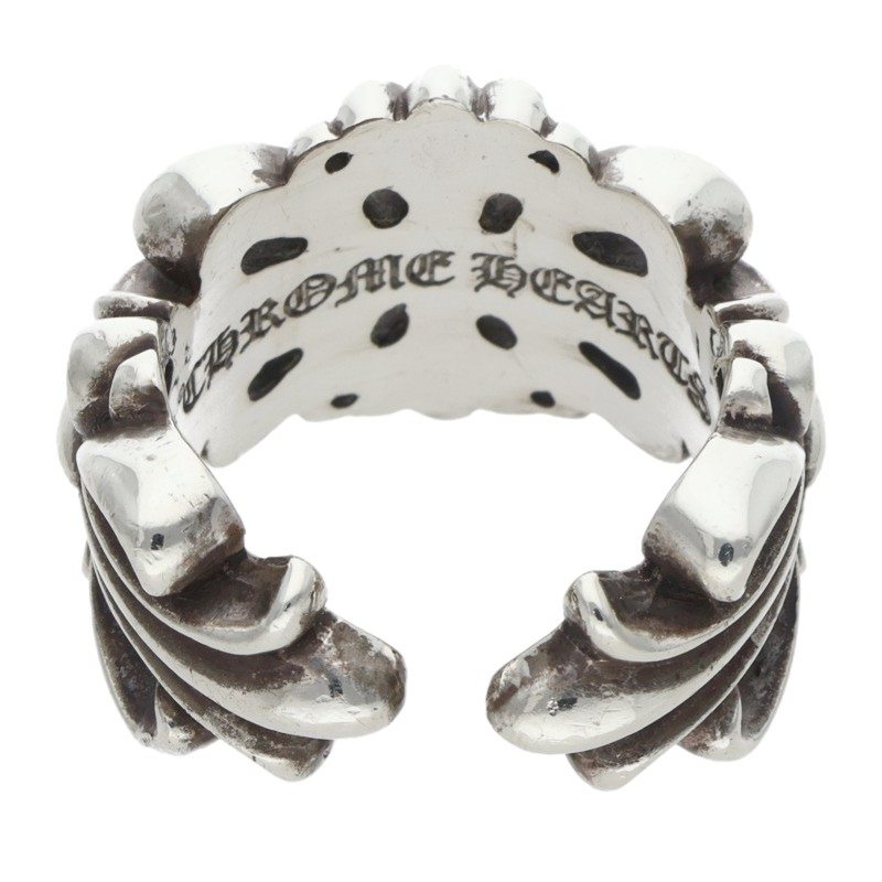 Chrome Hearts DBL FLRL CRS Silver Ring Size ONE SIZE