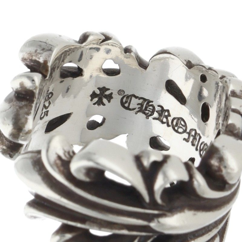 Chrome Hearts DBL FLRL CRS Silver Ring Size ONE SIZE