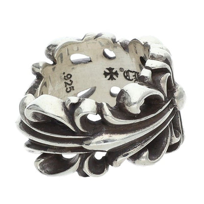 Chrome Hearts DBL FLRL CRS Silver Ring Size ONE SIZE