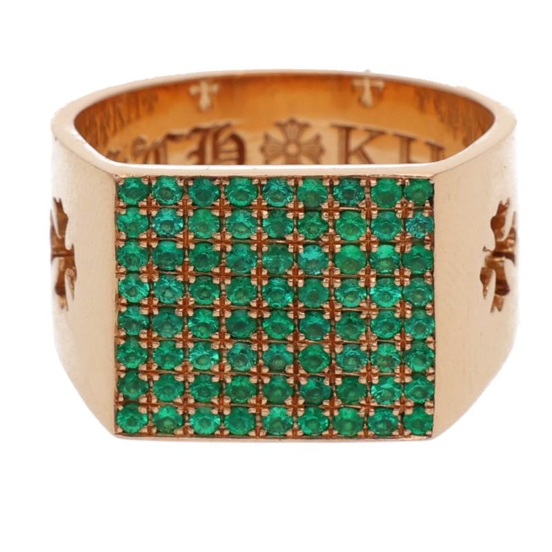 Chrome Hearts 22K Cigar Band PAVE Emerald Gold Size ONE SIZE