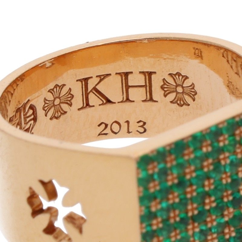 Chrome Hearts 22K Cigar Band PAVE Emerald Gold Size ONE SIZE