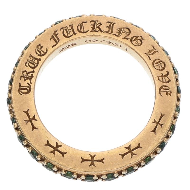 Chrome Hearts 22K PAVE Green Tourmaline Gold Size JP 8