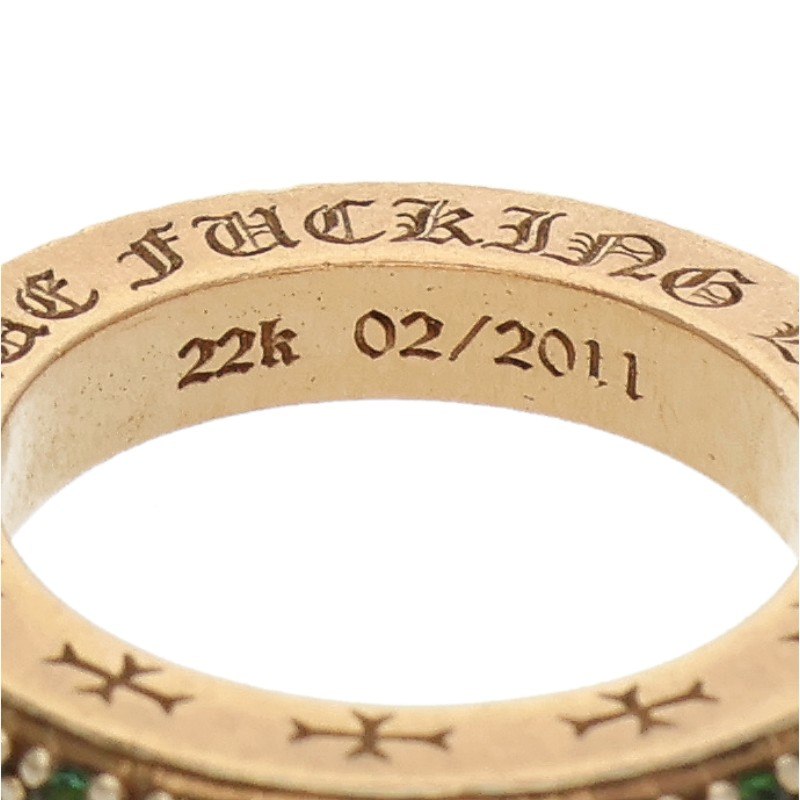 Chrome Hearts 22K PAVE Green Tourmaline Gold Size JP 8