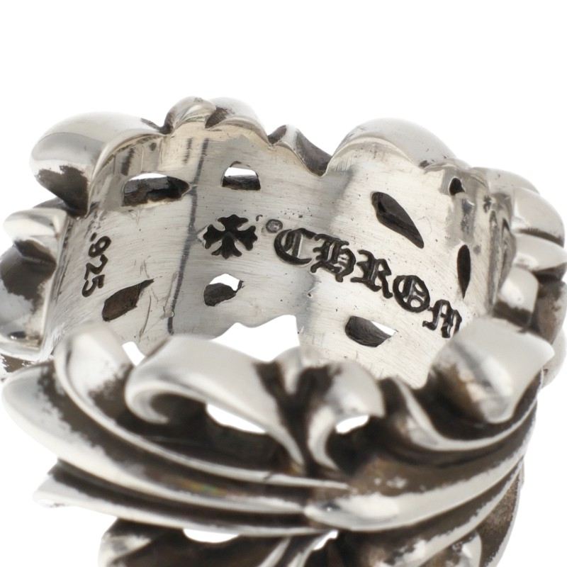 Chrome Hearts DBL FLRL CRS Silver Ring Size ONE SIZE