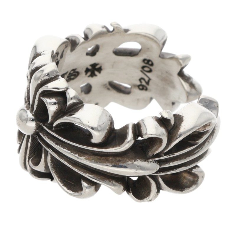 Chrome Hearts DBL FLRL CRS Silver Ring Size ONE SIZE