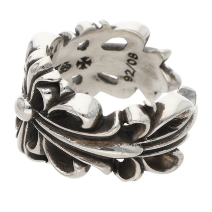 Chrome Hearts DBL FLRL CRS Silver Ring Size ONE SIZE