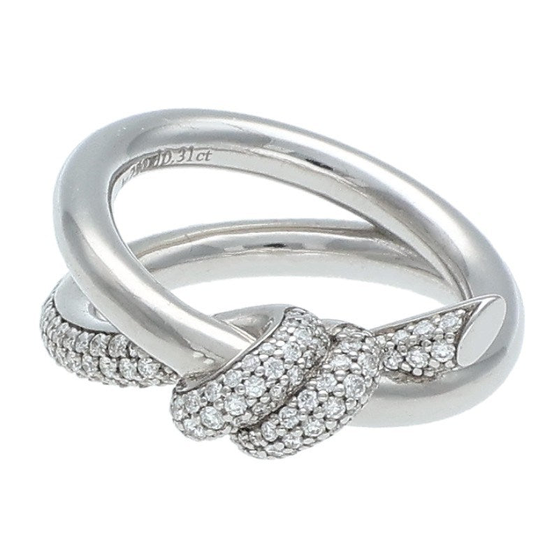 TIFFANY&Co. Knot 18K White Gold Diamond Ring Size ONE SIZE