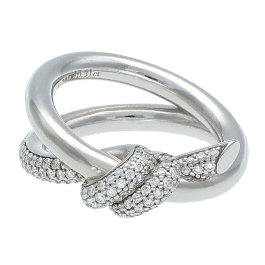 TIFFANY&Co. Knot 18K White Gold Diamond Ring Size ONE SIZE