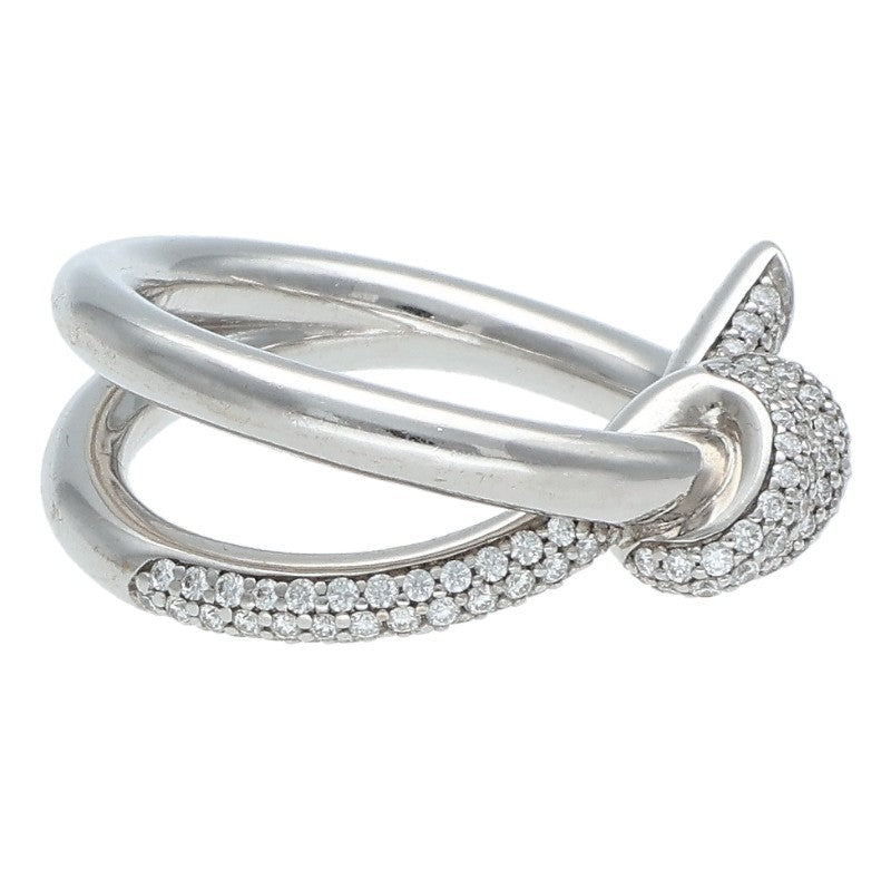 TIFFANY&Co. Knot 18K White Gold Diamond Ring Size ONE SIZE