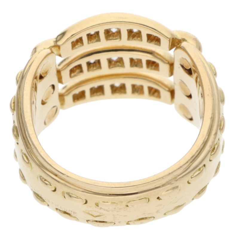 HERMES 18K Yellow Gold Diamond Ring Size ONE SIZE