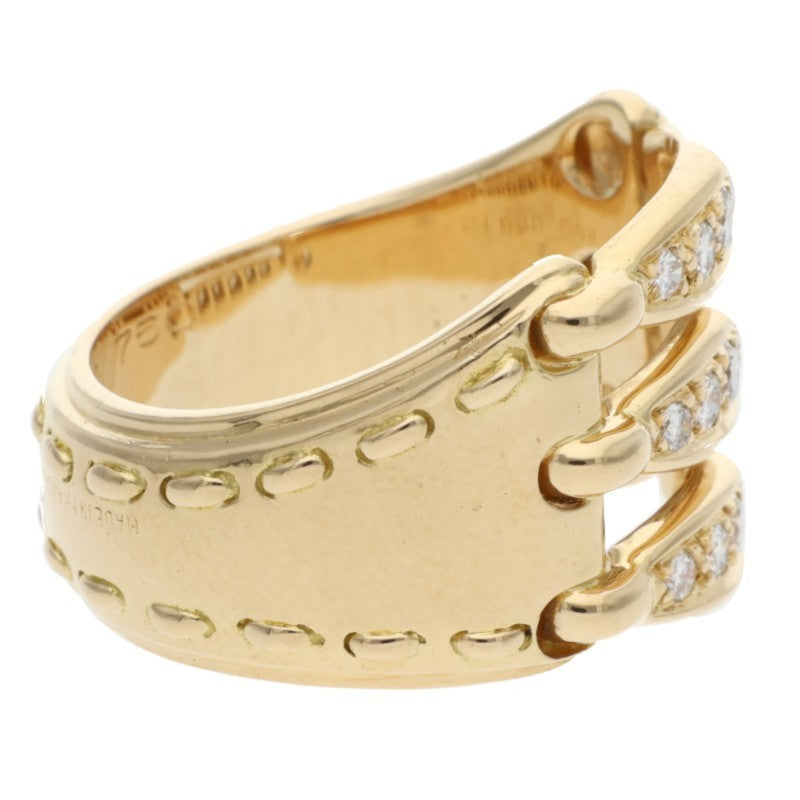 HERMES 18K Yellow Gold Diamond Ring Size ONE SIZE