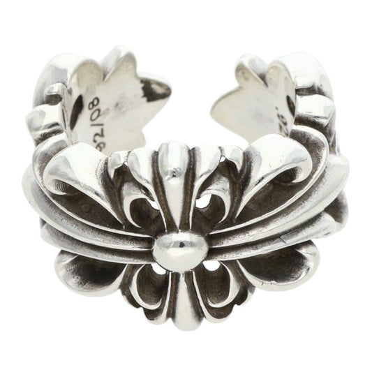 Chrome Hearts DBL FLRL CRS Silver Ring Size ONE SIZE